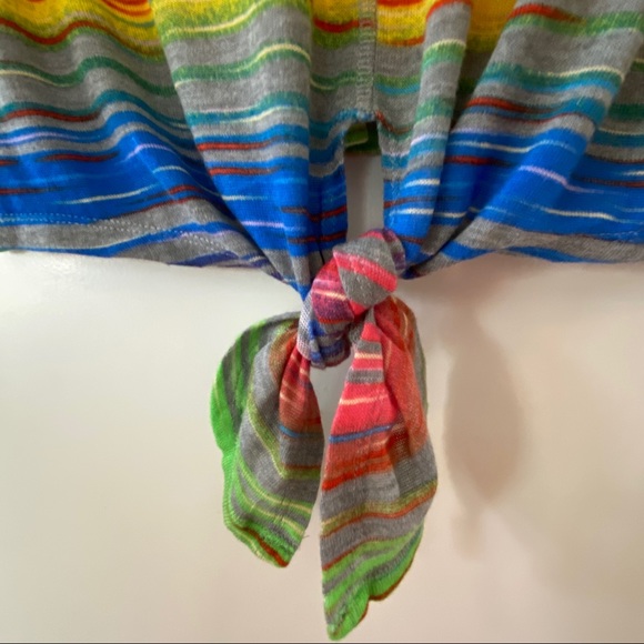 JohnPaulRichard Colorful Striped Tie Front Knit Sweater/Top - Picture 3 of 11